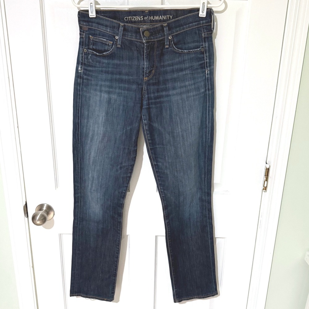 Citizens of Humanity Elson Medium Rise Straight Leg Jeans Dark Wash Blue 26